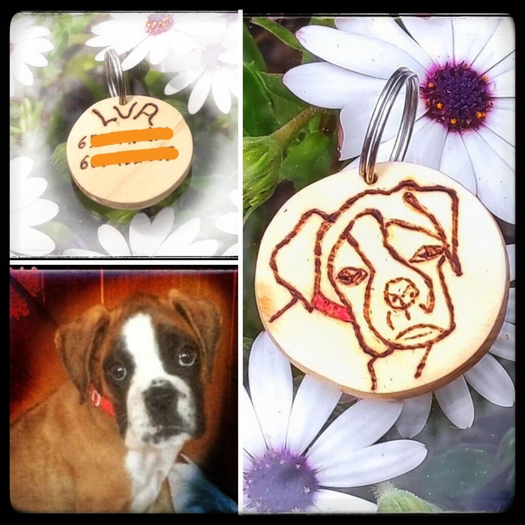 placa de madera para perro con dibujo